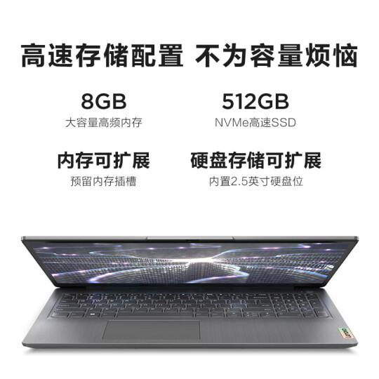 联想 （Lenovo）IdeaPad 15S 商务办公轻薄笔记本电脑15.6英寸 升配 I5-1155G7/8G/512GB+1T机械 银灰